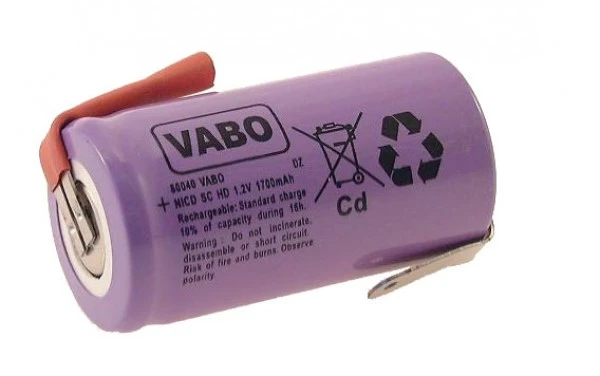 NiCD 3SC HT ZAZ 3,6Volt +6.3Man -2.8Man 70x23x43